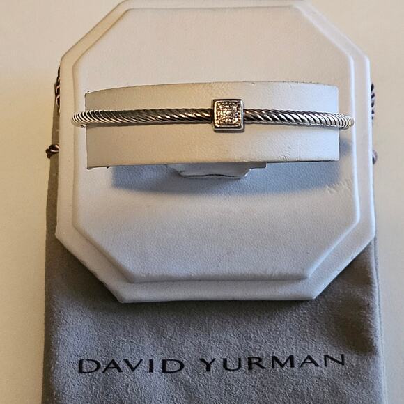 David Yurman Diamond Pave Confetti Sterling Silver Bangle Bracelet - Picture 7 of 9